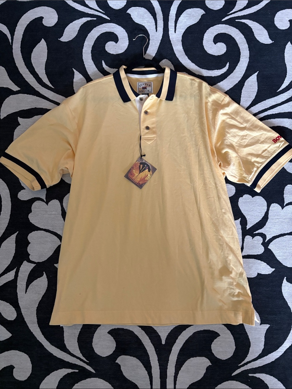 Cutter & Buck Bowne Yellow Polo with Navy Trim